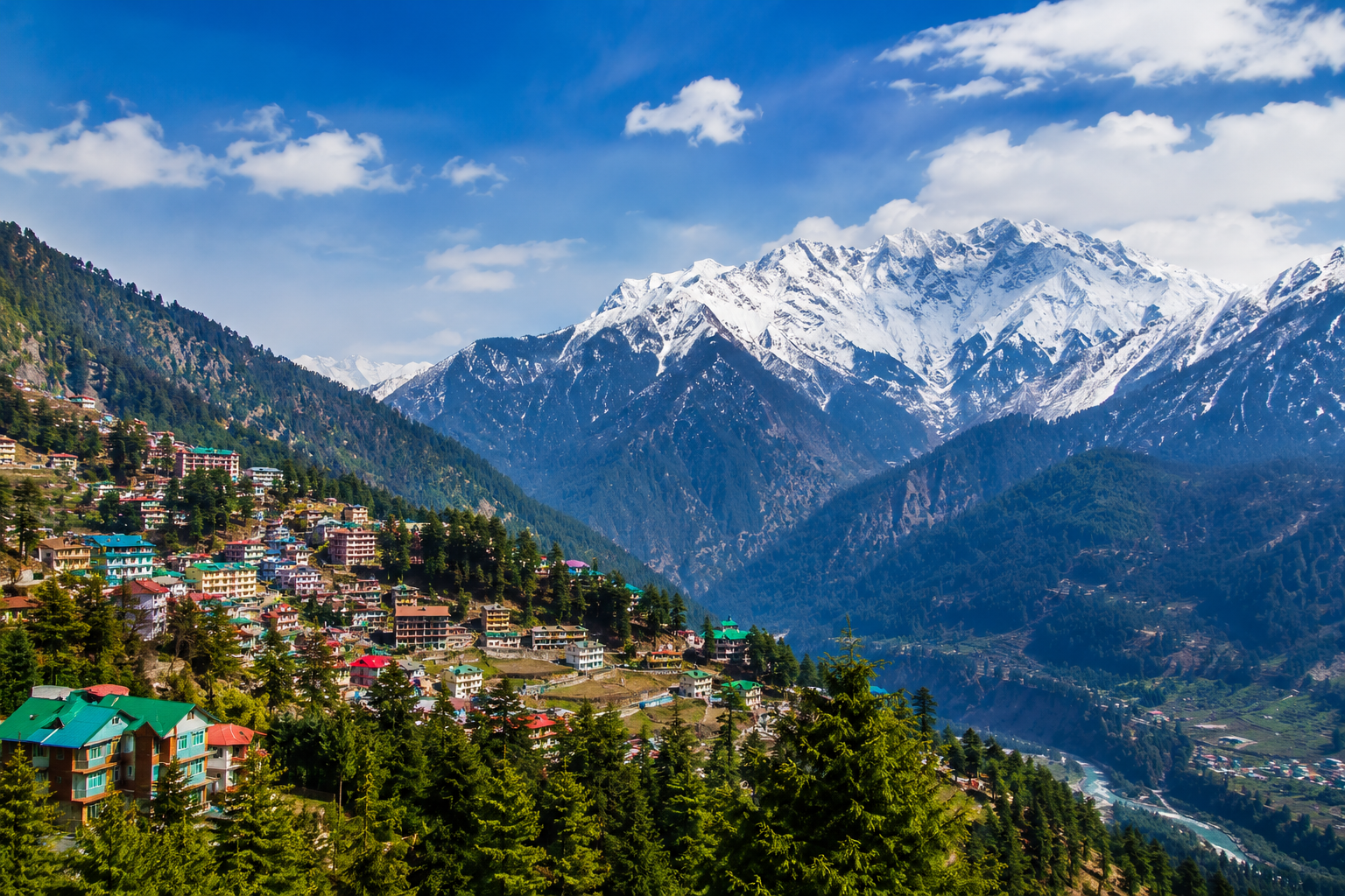 Snow-covered mountains and scenic landscapes of Himachal Pradesh with Shimla and Manali tour destinations
